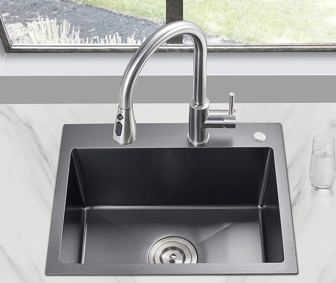 POPFLY 22x18 inch Drop In Kitchen Sink, 18 Gauge 304 Stainless Steel Top mount - Image 2