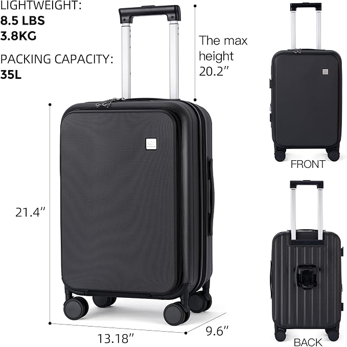 BISON DENIM 20 Inch Carry On Luggage, PC Lightweight Hardside Expandable - Image 2