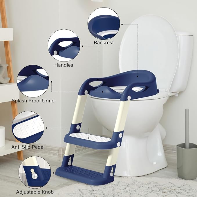 Potty Training Seat with Step Stool Ladder, Adjustable Foldable Potty Seat - Image 2