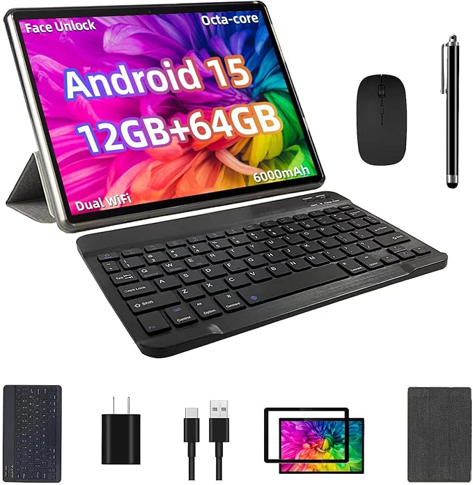 2025 Android 15 Tablet, 12GB+64GB+1TB Expand, 10inch Tablet Productivity Bundle by TUOHAITIMEAndroid15Tablet