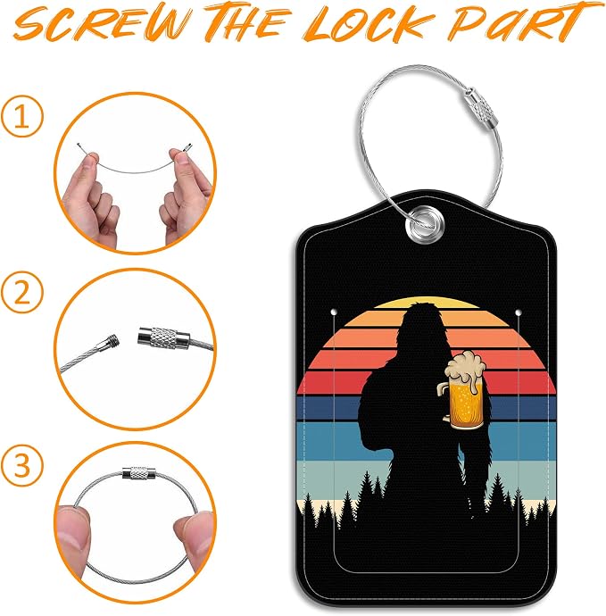 Sasquatch Luggage Tag for Suitcase 2 Pack Leather Luggage Tag - Image 4