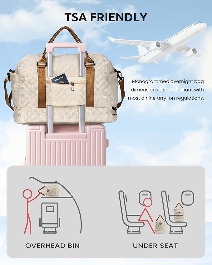 Initial Duffle Travel Bag, Personalized Weekender Bag - Image 4