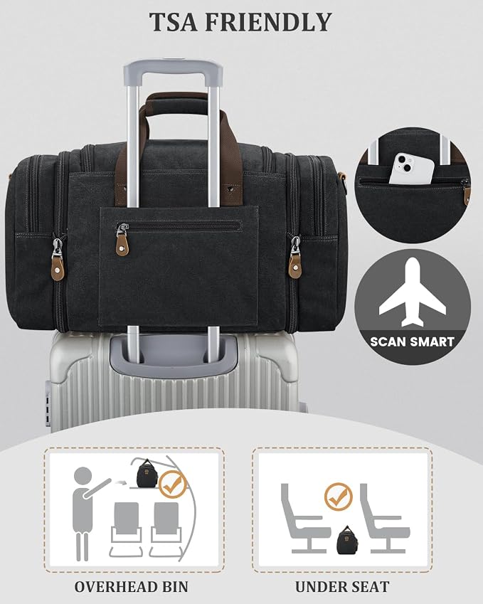 Gonex Canvas Duffle Bag for Travel, Expandable Water Resistant 50L Carry on - Image 6