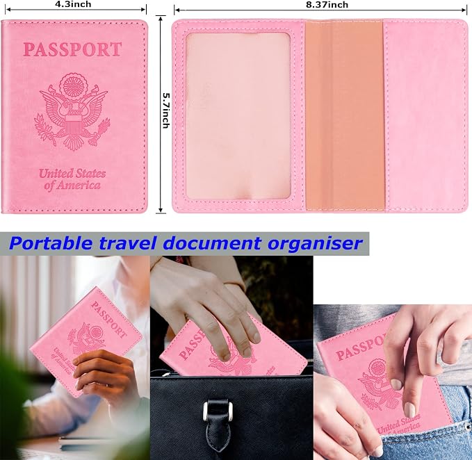 Turquoise & Pink Passport Holder, Cruise Essentials Passport Wallet Cover Case - Image 2