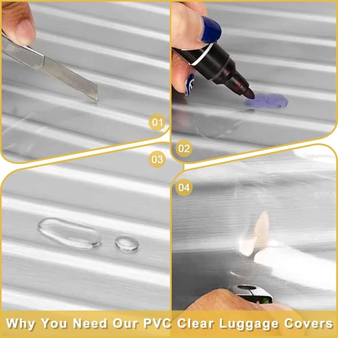 Suitcase Cover for 24" Luggage TSA Approved Clear PVC Thickened Protective - Image 6