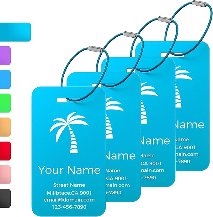 Personalized Luggage Tags, Custom Luggage Tags 4 Pack TSA Approved Double Sided by Unknown