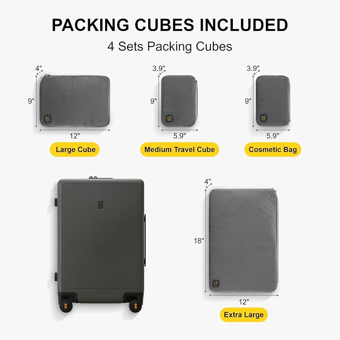 LEVEL8 Elegance Checked Luggage, 24 Inch Hardside Suitcase, Lightweight Matte - Image 2