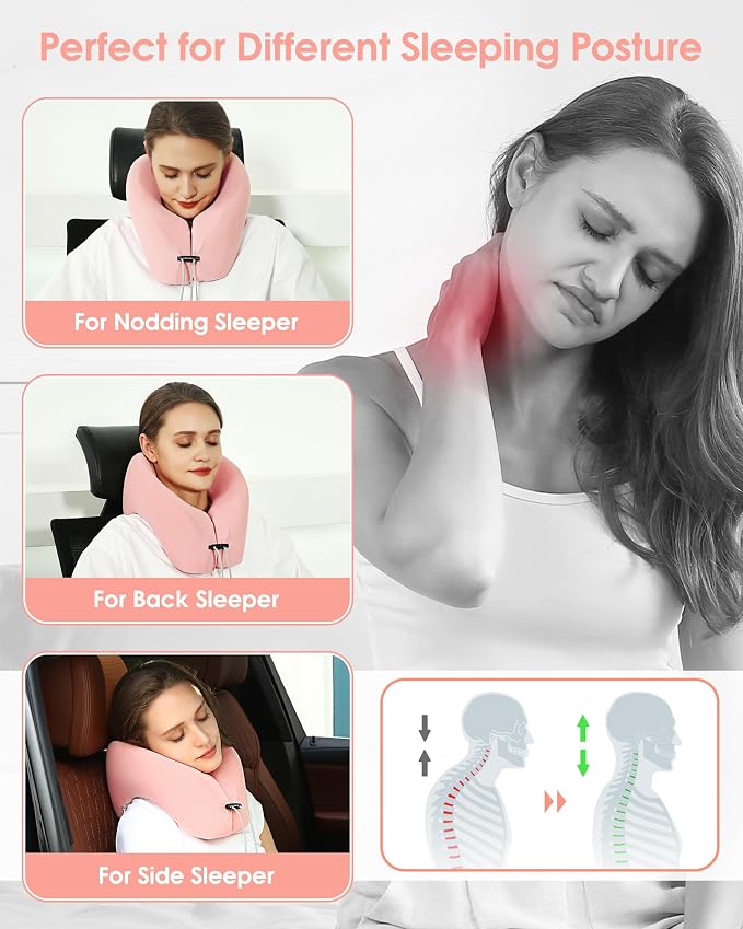Travel Pillow, Neck Pillow Airplane, Plane Pillow Memory Foam Travel Neck Pillow - Image 3