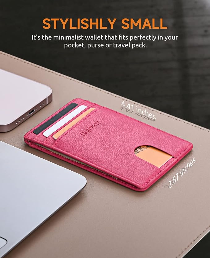 Buffway Mens Slim Wallet, Minimalist Thin Front Pocket Leather Credit Card - Image 6
