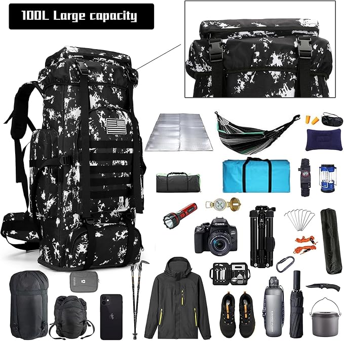 Hiking Backpack for Men 70L/100L Camping Backpack Military Rucksack Molle 3 - Image 2