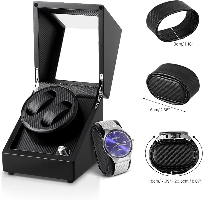 Uten Automatic Double Watch Winder Box, Luxury Wooden Storage Case - Image 7