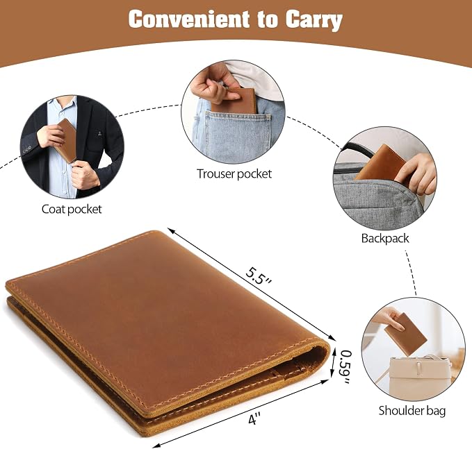 Jack&Chris Leather Passport Holder, Handmade Passport cover, Travel Wallet - Image 6