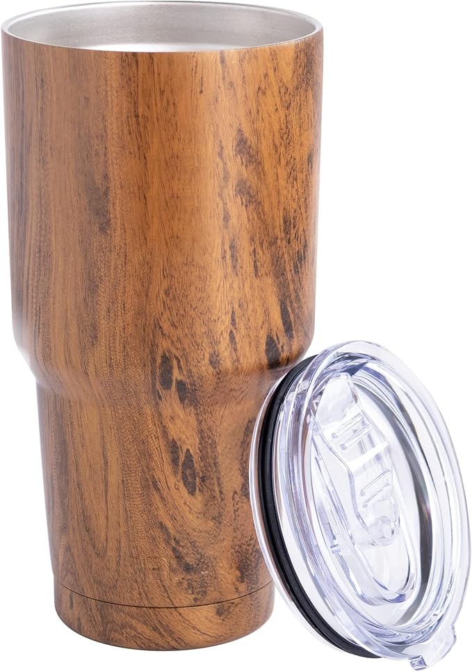 NORDAY | Tumbler with Lid - 30oz - Wood Insulated Tumbler - Stainless Steel by Norday