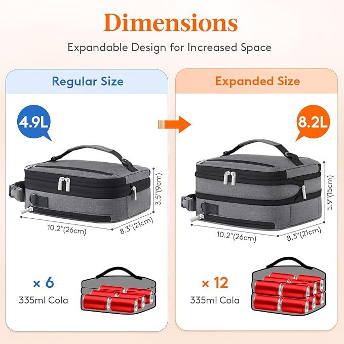 Lifewit Insulated Lunch Box for Men, Expandable Cooler Bag, Freezable Lunch Bag - Image 4