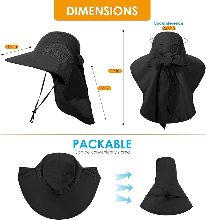 Womens Sun Hat UV Protection, Foldable Waterproof Wide Brim Bucket Hats - Image 7