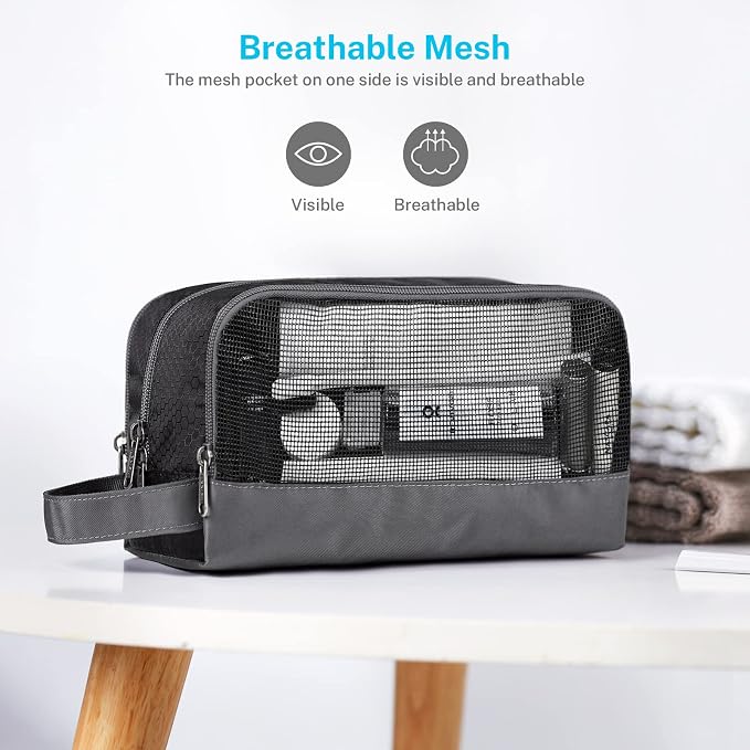 Gonex Travel Toiletry Bag Nylon, Dopp Kit Shaving Bag Toiletry Organizer Black - Image 3