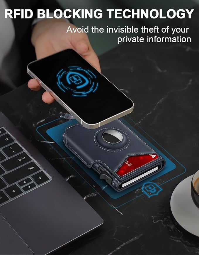 Airtag Wallet for Men, Minimalist Slim Mens Wallet Smart Pop Up Credit Card - Image 5