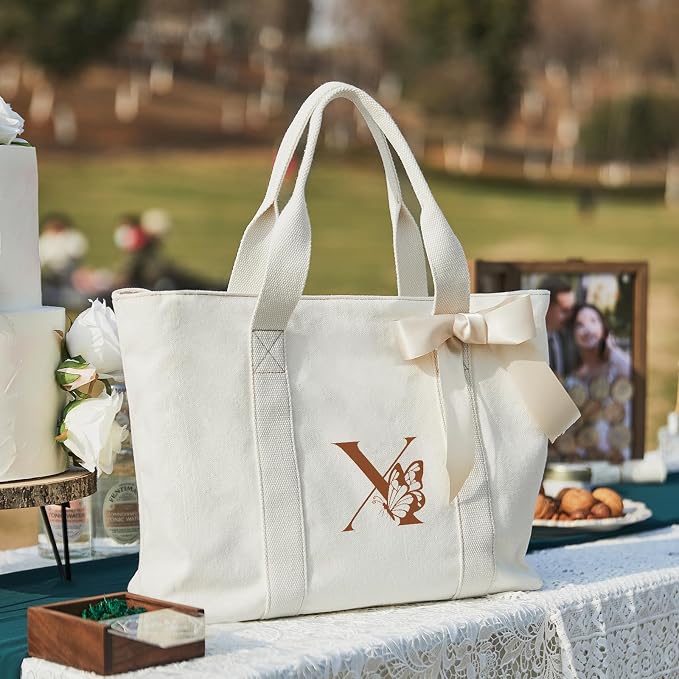AW BRIDAL Monogram Canvas Tote Bag - Image 7