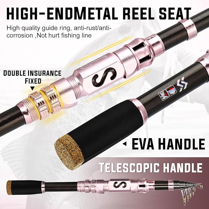 Sougayilang Telescopic Fishing Rod and Reel Combo, Collapsible Travel Fishing - Image 4