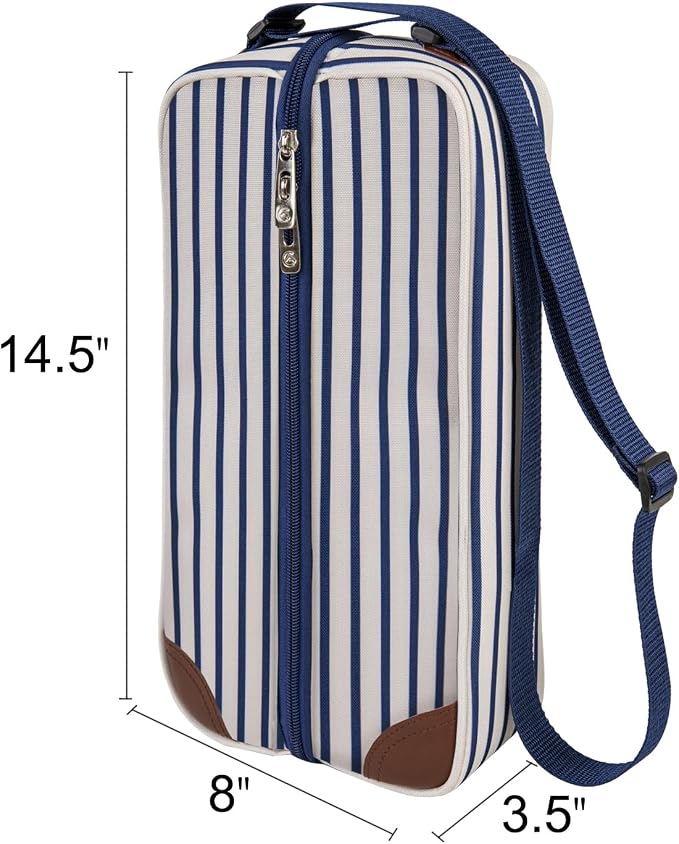 ALLCAMP Wine Tote Bag with Cooler Compartment，Picnic Set Carrying Two Sets of - Image 2