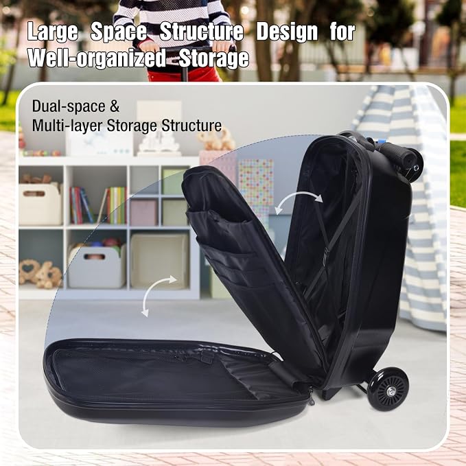 20" Scooter Suitcase for Kids, 2-in-1 Ride On Luggage - Image 5