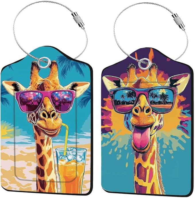 2 Pack Colorful Giraffe Luggage Tags by Unknown