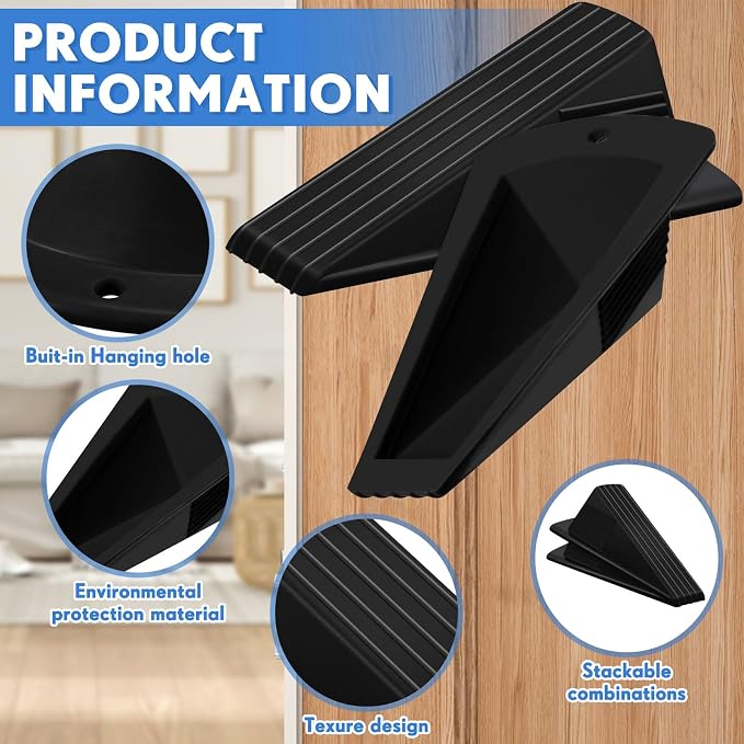 Frienda 2 Pcs Jumbo Door Stoppers Heavy Duty Door Stopper Tall up to 2inch Tall - Image 3