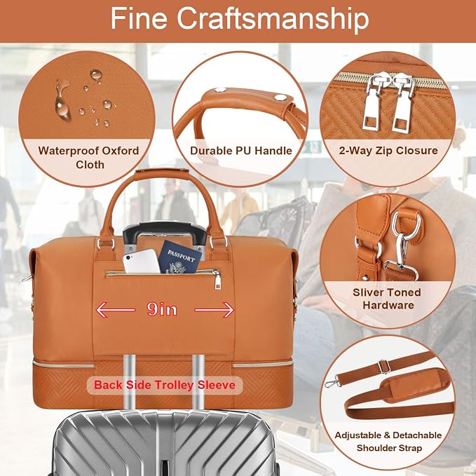 Weekender Bag for Women, Travel Duffel Bag Carry On Overnight Bag - Image 5