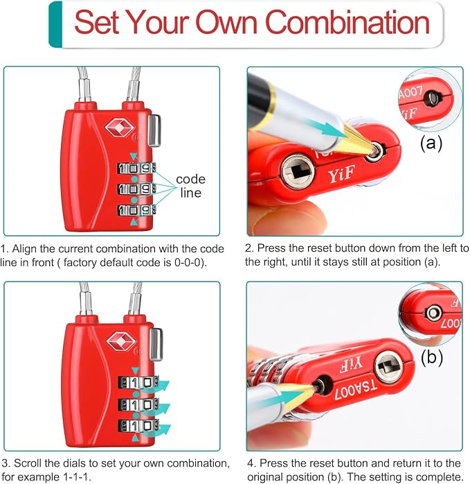 ZHEGE TSA Wire Lock 2 Pack Cable Luggage Lock - Image 7