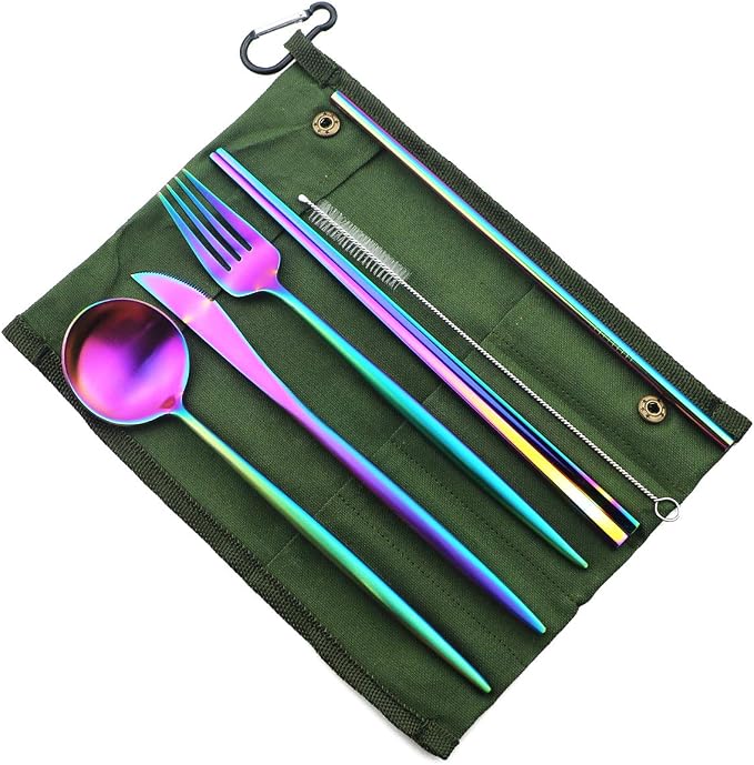 Gugrida Reusable Travel Utensils, 7 Piece Portable 304 Stainless Steel - Image 3