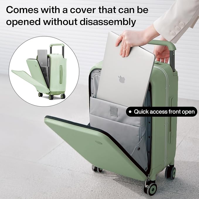 mixi Carry On Luggage Wide Handle Luxury Design Rolling Travel Suitcase PC - Image 2