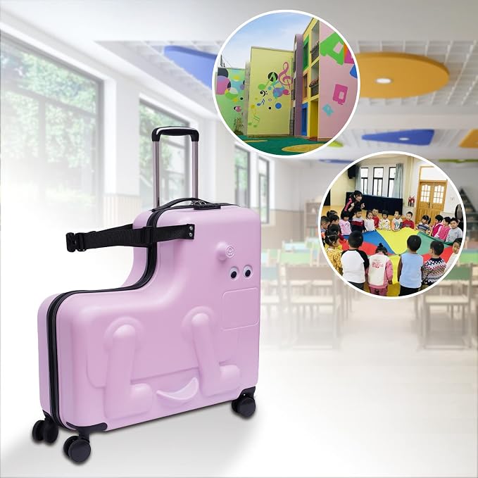 CNCEST 24" Kid's Ride-on Travel Suitcase, Rolling Carry Trolley Luggage - Image 3