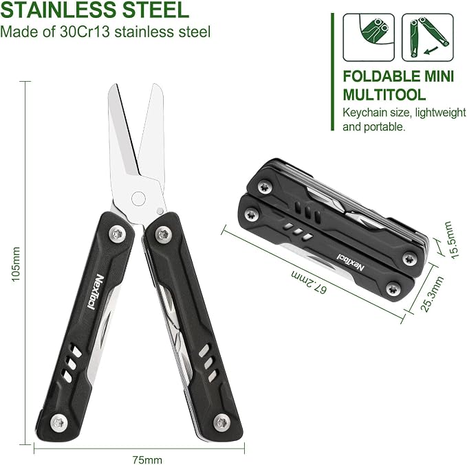 NexTool Keychain Multitool, Mini Sailor Scissors, 10 in 1 Mini Multitool - Image 2
