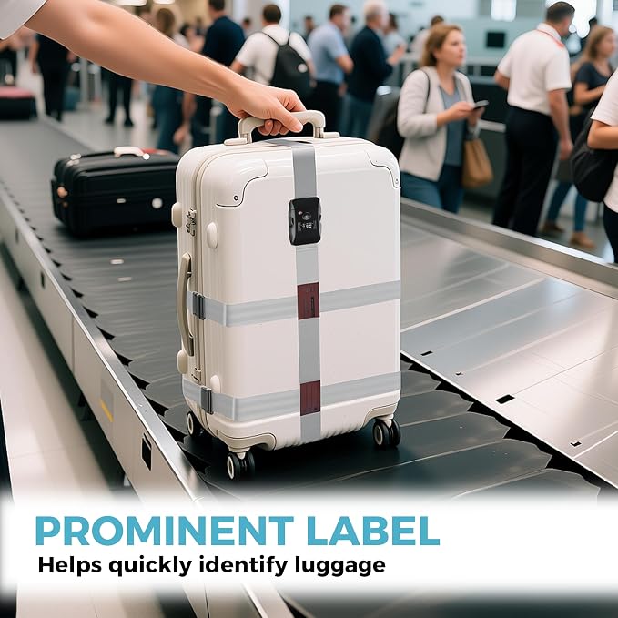 Luggage Straps with TSA Lock, Adjustable Heavy Duty Grey Luggage Straps - Image 7