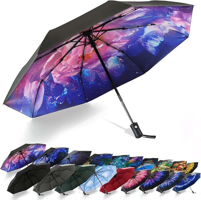 SY COMPACT Travel Umbrella Windproof Automatic Umbrellas Small Compact UV Sun by SYCOMPACT