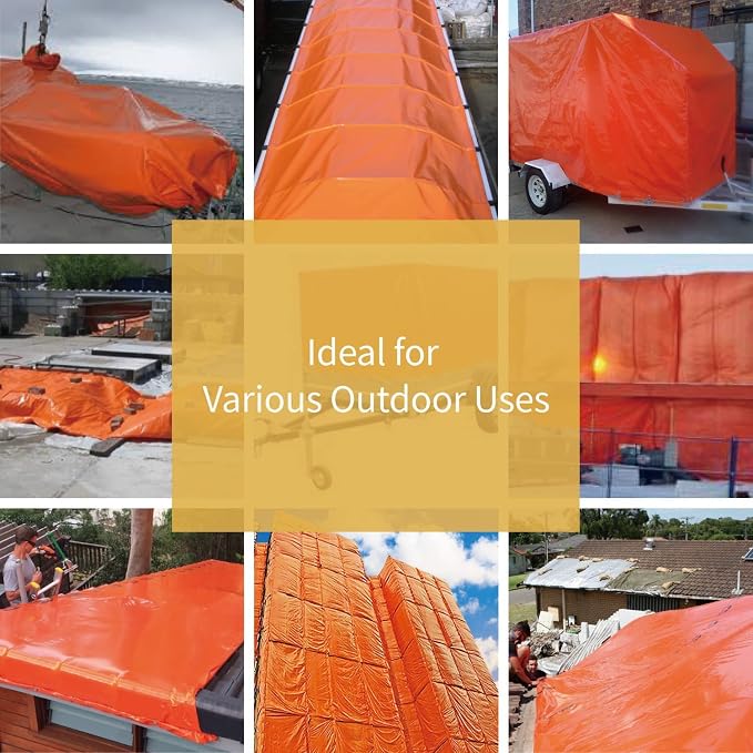 GUARD SHIELD Orange Tarp 12x12 Feet Tarps High Visibility Outdoor Poly Cover - Image 5