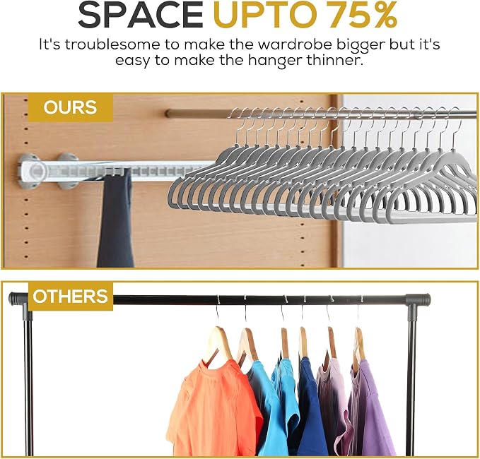 Premium Velvet Hangers 50 Pack Ultra Thin Non Slip Adult Felt Space Saving Slim - Image 6
