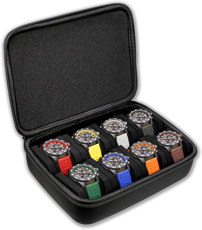 Juntan 8 Slots Hard Watch Travel Case, Portable Nylon Zipper Storage Organizer by JuntanWatchBands