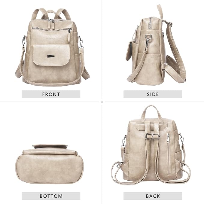 PU Leather Backpack Purse for Women Fashion Multipurpose Design Handbag Ladies - Image 3