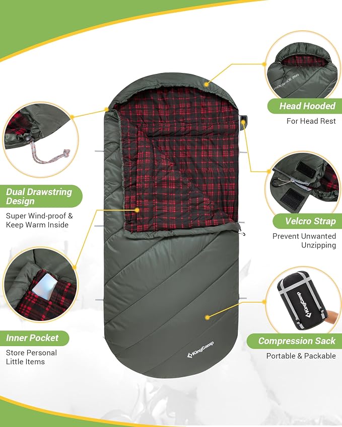 KingCamp Sleeping Bag for Adults, Cold Weather & Warm Extra Wide Big & Tall XL - Image 6