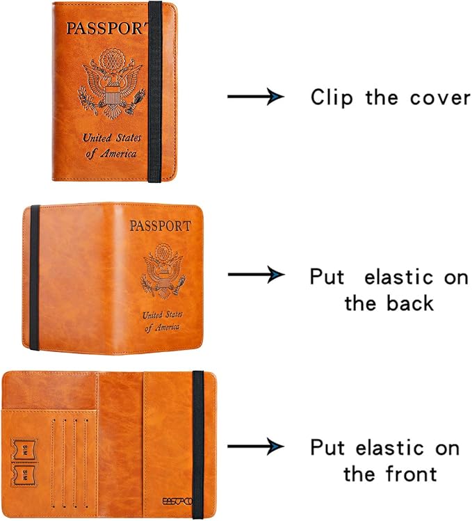 Passport Holder Cover Wallet Travel Essentials RFID Blocking Leather Card Case - Image 4