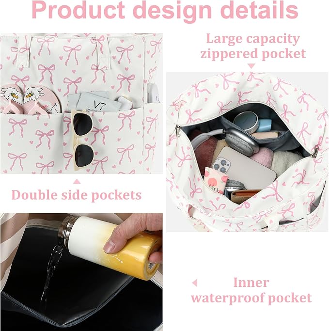 LEDAOU Beach Bag Waterproof Sandproof Women Tote Bag Pool Bag - Image 5
