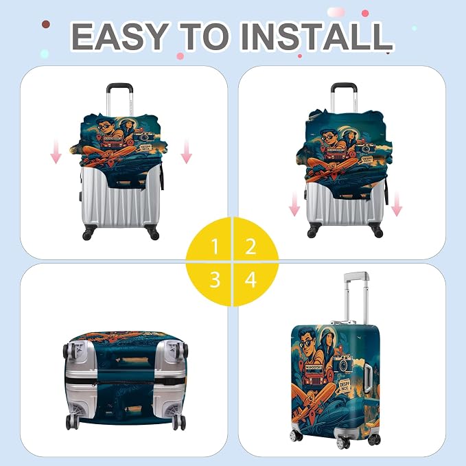 ANNA QUEEN Funny Adventure Travel Luggage Cover, Explore-Themed Suitcase - Image 6