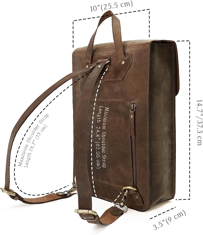 Genuine Leather Backpack for Men and Women, Minimalistic Leather Backpack - Image 6