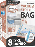8 Pack XXL Jumbo Vacuum Storage Bags, Extra Large Vacuum Seal Bags by CozyEssential