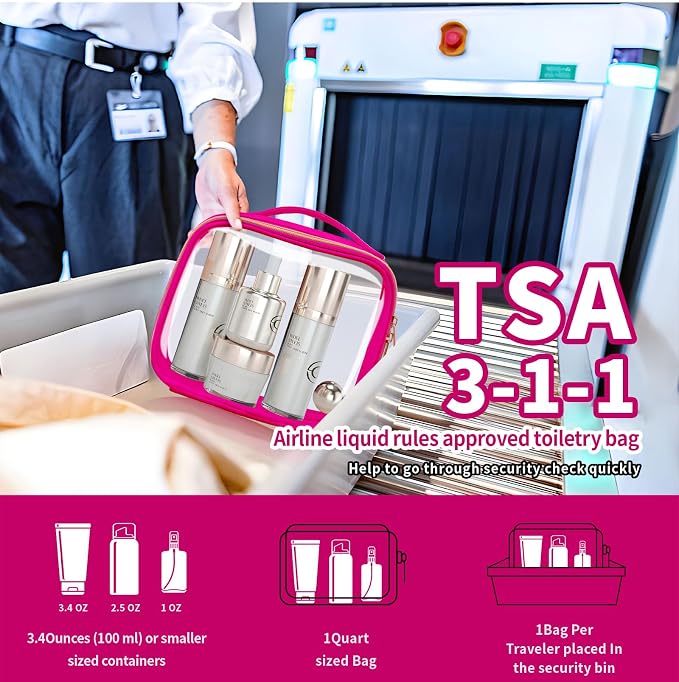 TSA Approved Travel Toiletry Bag, 2 Pack Clear Makeup Bags - Image 2