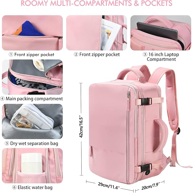Beraliy Travel Backpack for Women, Airline Approved Bag, Carry On Waterproof - Image 6