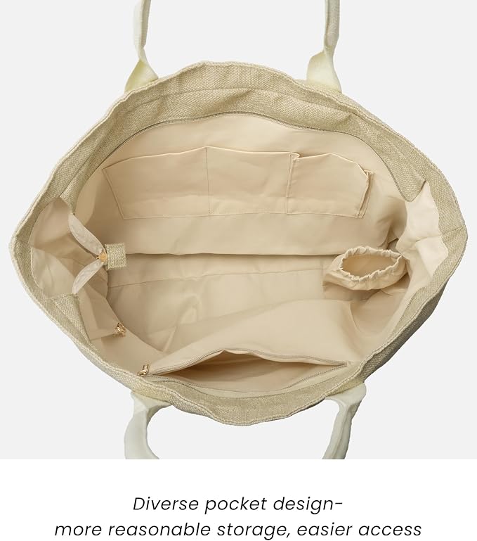 Large Beach Tote Bag with Zipper-Travel Tote Bag - Image 7