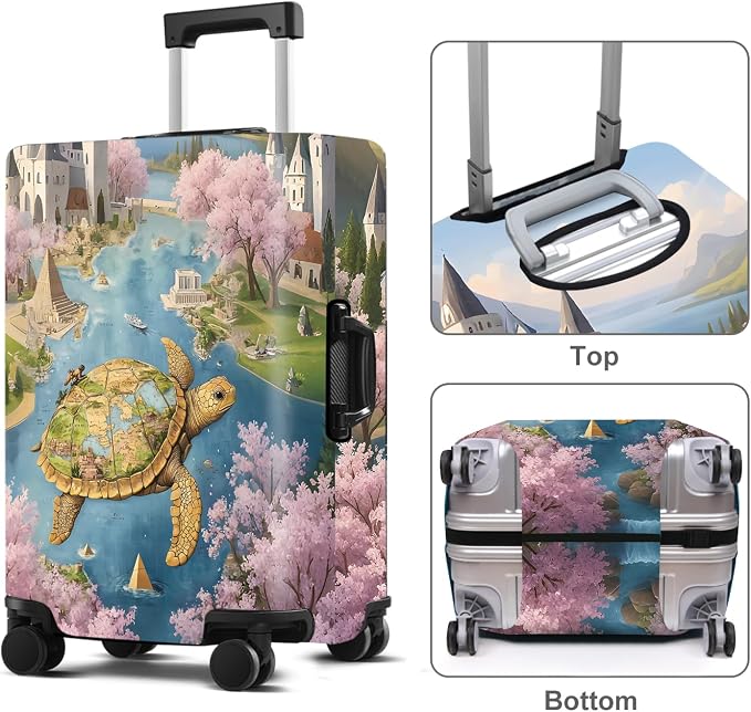 Turtle Luggage Cover Washable Suitcase Protector Anti-Scratch, Stretchable Fit - Image 2