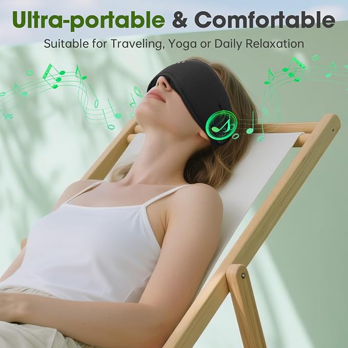 Sleep Headphones with Bluetooth 5.4 Sleep Mask, Bamboo Cotton Music Wireless - Image 8